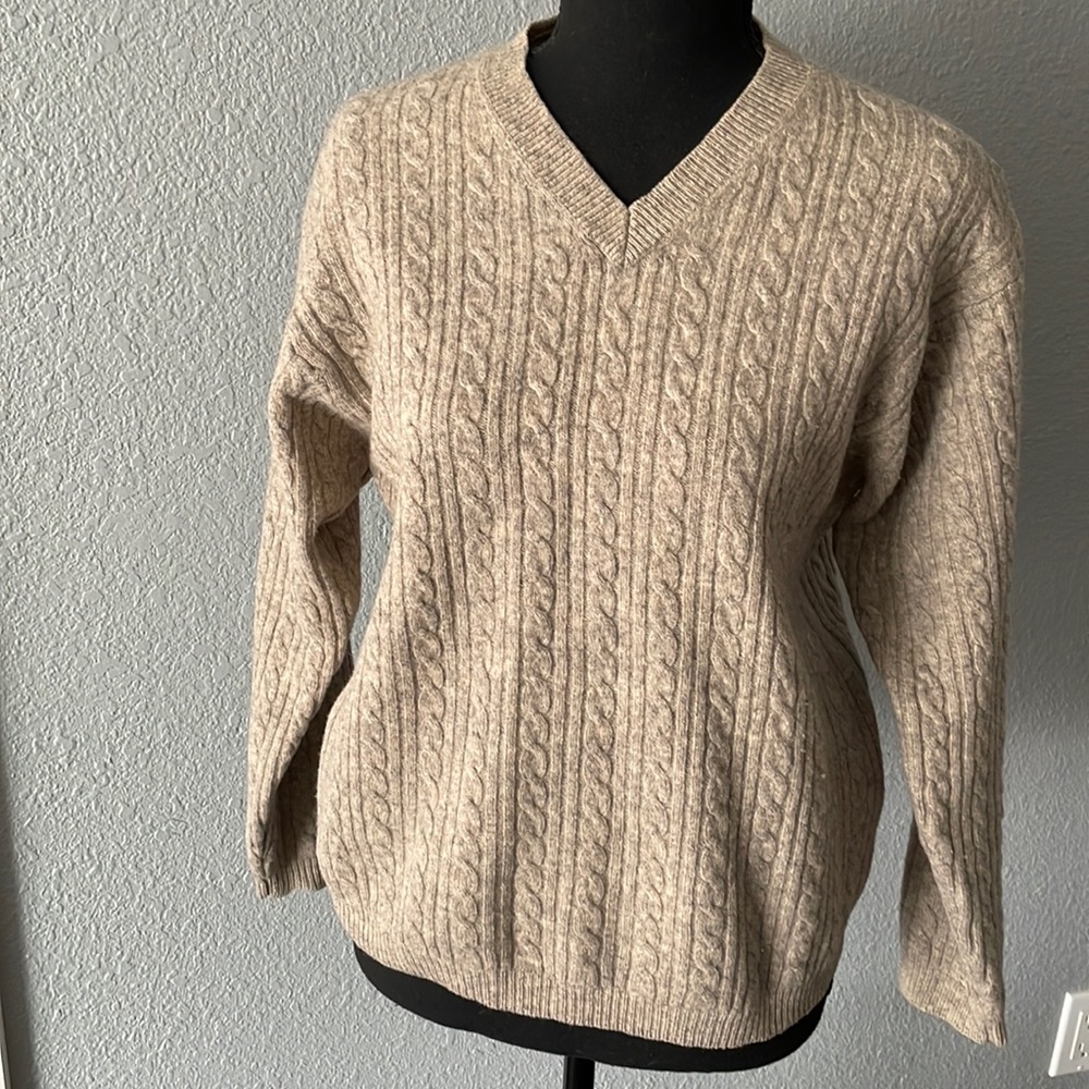 Banana Republic Lambswool V-Neck Cable Sweater